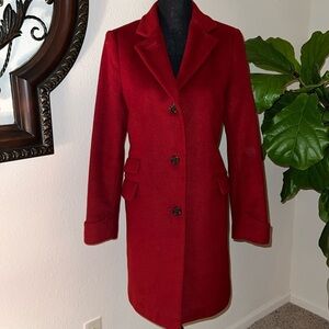 Ralph Lauren Women’s Single Breast Crimson Wool Blend Dress Over Coat Size 8
